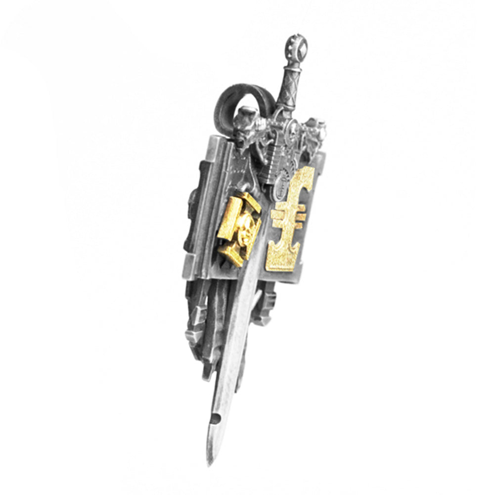 Starforged Grey Knights Exorcism Scripture Warhammer 40K Gold Paved Sterling Silver Necklace